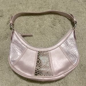 Nine West Shoulder Bag Pink/Purple Barbie Colors Reptile Texture Zipper Closure